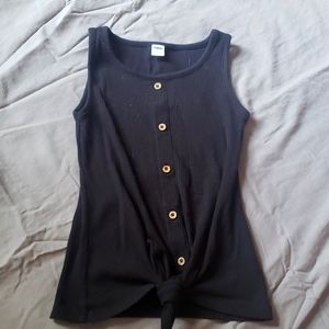 Old Navy girls M (8) black tank top brown buttons tie up bottom